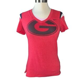 Nike T-shirt Georgia Bulldogs shirt sleeves V-neckline #1 on back size small